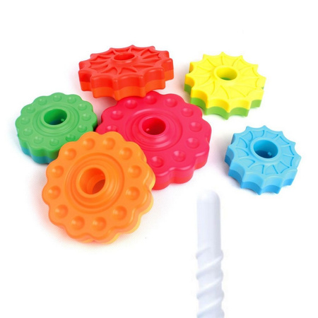 Zakręcona piramida wieża tęczowa montessori edukacyjna największa xxl 41cm