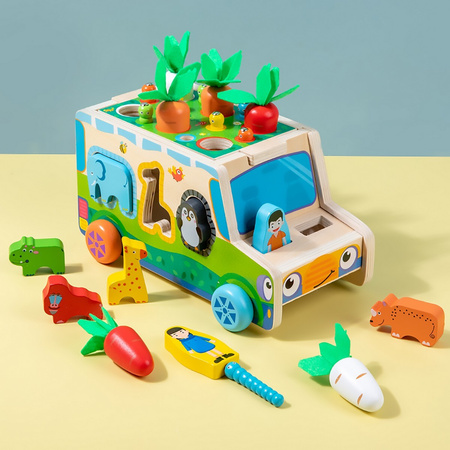 Montessori sorter Klocków Złap Robaczka auto Układanka MARCHEWKI I ROBACZKI